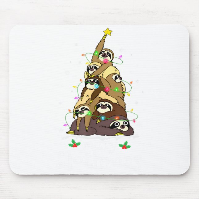 Merry Slothmas Cute Xmas Sloth Santa Hat Christmas Mouse Mat (Front)