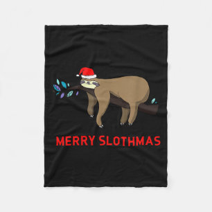 Merry Slothmas Funny Sloth Christmas Fleece Blanket