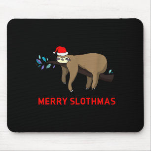 Merry Slothmas Funny Sloth Christmas Mouse Mat