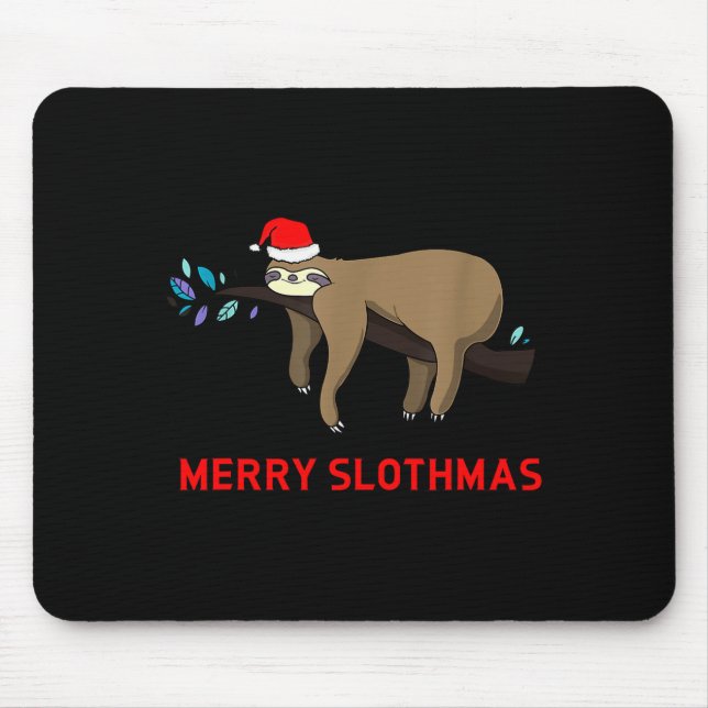Merry Slothmas Funny Sloth Christmas  Mouse Mat (Front)