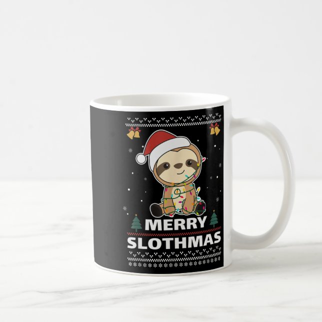 Merry Slothmas Funny Sloth Christmas Pun  Coffee Mug (Right)