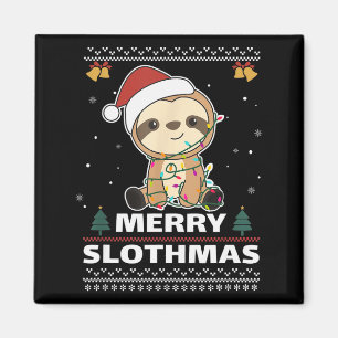Merry Slothmas Funny Sloth Christmas Pun  Magnet