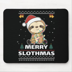 Merry Slothmas Funny Sloth Christmas Pun  Mouse Mat
