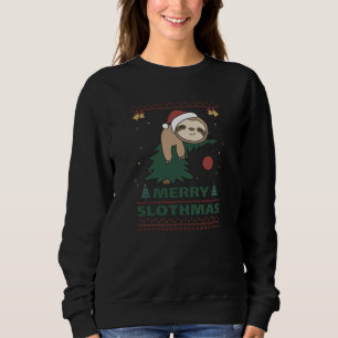 Merry Slothmas Funny Sloth Christmas Pun Sweatshirt
