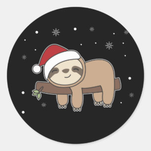 Merry Slothmas Funny Sloth For Christmas Classic R Round Sticker