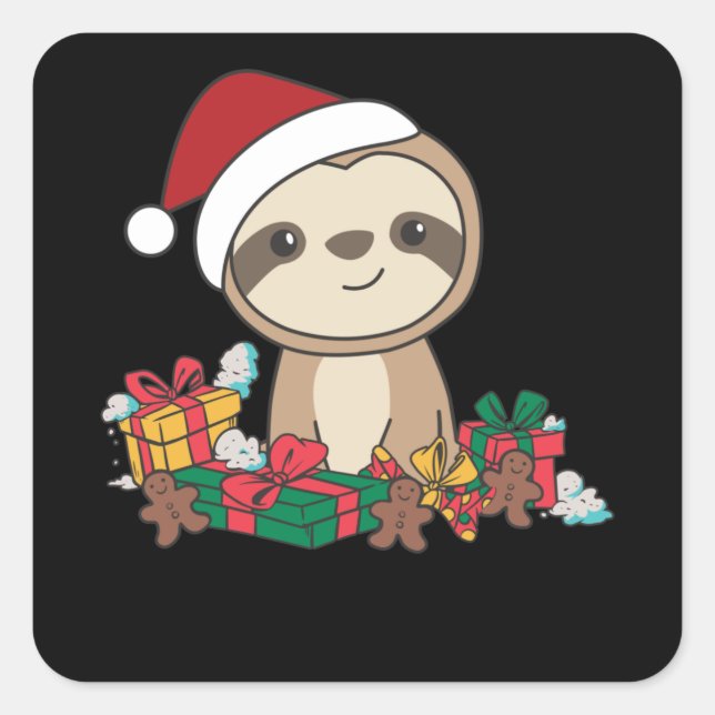 Merry Slothmas Funny Sloth For Christmas Square Sticker (Front)