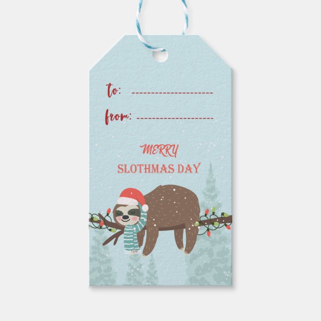 Merry Slothmas Gift Tags (Front)