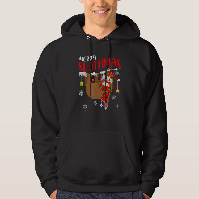 Merry Slothmas Happy Christmas  Sloth Noel Snow Hoodie (Front)