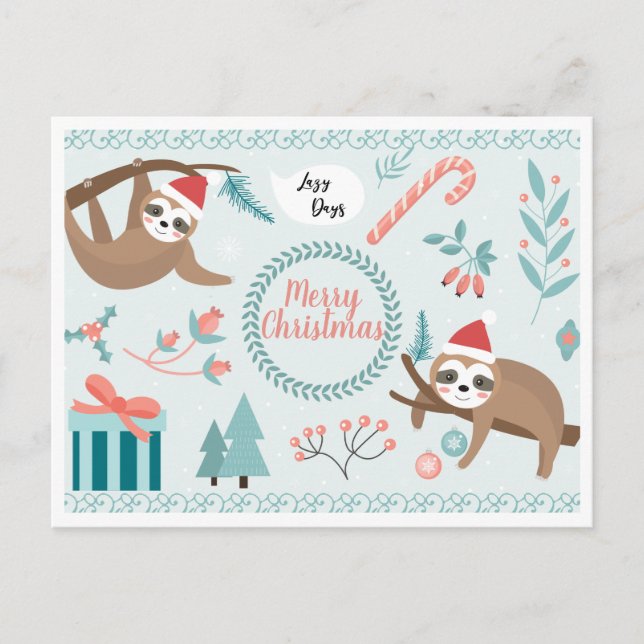 Merry Slothmas Postcard (Front)