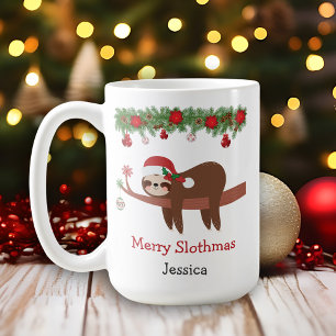 Merry Slothmas Sloth Christmas Mug