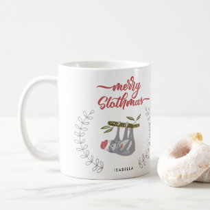 Merry Slothmas Sloth Inspired Personalised Holiday Coffee Mug