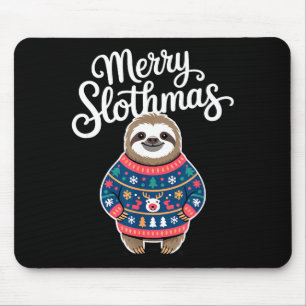 Merry Slothmas Sweater Funny Sloth Christmas Pajam Mouse Mat