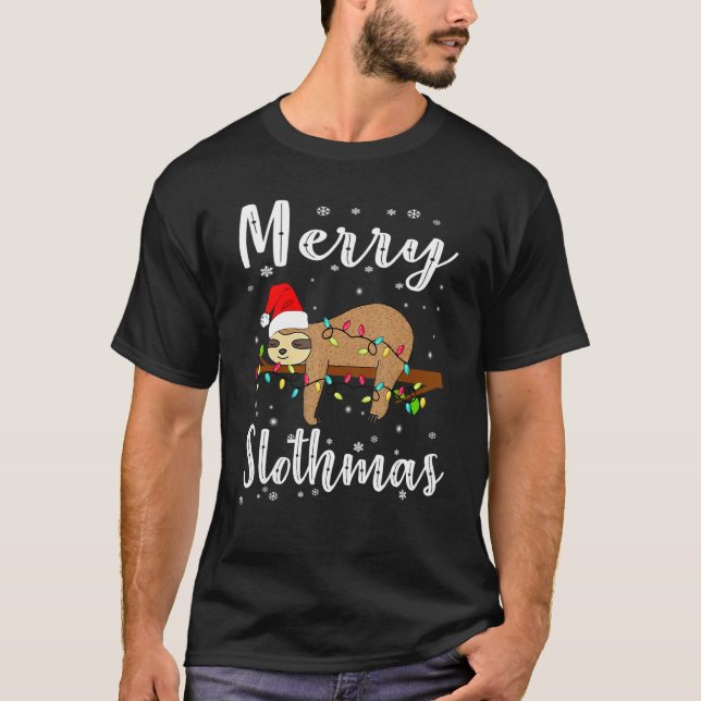 Merry Slothmas Tee Christmas Pajama for Sloth (Front)