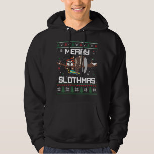 Merry Slothmas Ugly Christmas Funny Cute Sloth Hoodie