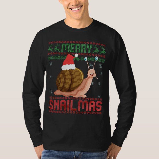 Merry Snailmas Funny Ugly Christmas Sweater Snail (Front)