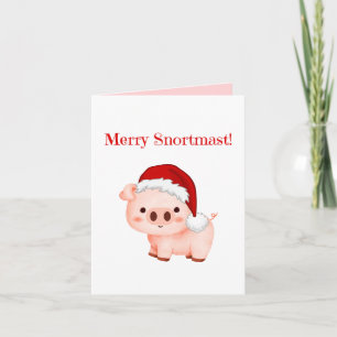 Merry Snortmas Pig Greeting Folded Greeting Card