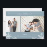 Merry Snowflake Hanukkah Photo Card | Ice<br><div class="desc">Elegant and modern Hanukkah photo card features two favourite photos aligned side by side, with "Joyous Hanukkah" at the top in white italic and block typography. Personalise with your custom greeting and name at the bottom, accented by four white snowflake illustrations. A wintry ice blue background adds classic elegance to...</div>