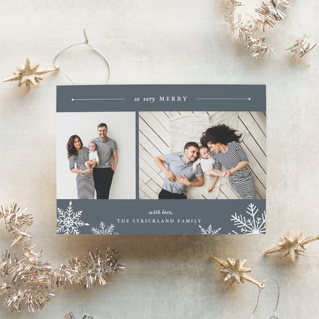 Merry Snowflake Holiday Photo Card | Slate (Creator Uploaded)