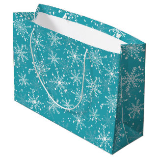 MERRY Snowflakes Blue  Large Gift Bag