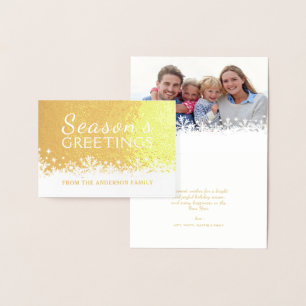 Merry Snowflakes Christmas Holiday Gold Foil Foil Card