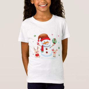 Merry Snowman and Bright Baby Reindeers T-Shirt