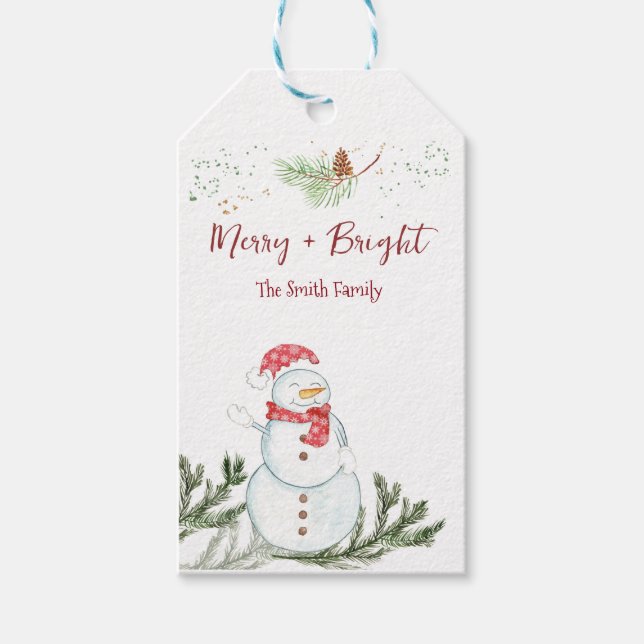 Merry Snowman Christmas Gift Tags (Front)