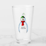 Merry Snowman on a Christmas Glass Cup<br><div class="desc">The Merry Snowman on a Christmas Glass Cup.
Personalise mug.</div>