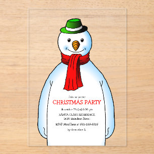 Merry Snowmans Christmas Party Acrylic Invitations