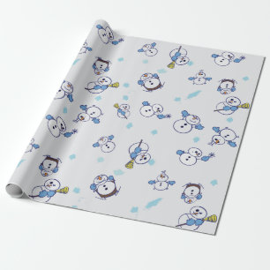 Merry Snowmen Playing in the Snow Wrapping Paper