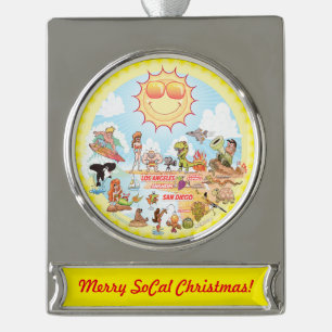 Merry SoCal Christmas Silver Plated Banner Ornament