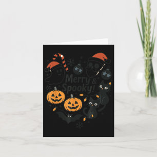 Merry Soky Halloween Christmas Cute Cats Pumpkins  Card