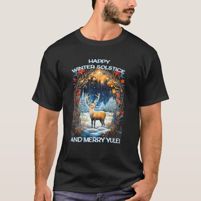 Merry Solstice Happy Yule Christmas Bird Nordic Xm T-Shirt (Front)