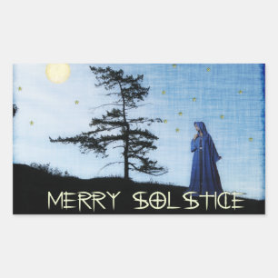Merry Solstice Night Rectangular Sticker