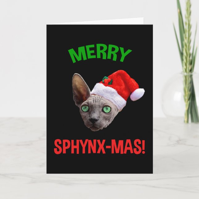 Merry Sphynx-Mas Funny Christmas Sphynx Cat Lover Holiday Card (Front)