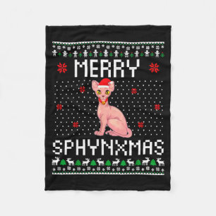Merry Sphynxmas Sphynx Cat Lover Christmas Ugly Me Fleece Blanket