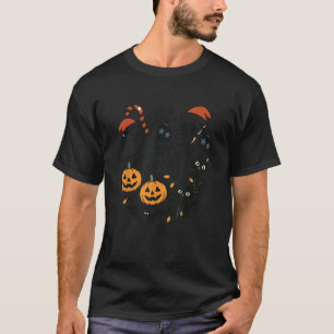 Merry Spooky Halloween Christmas Cute Cats Pumpkin T-Shirt