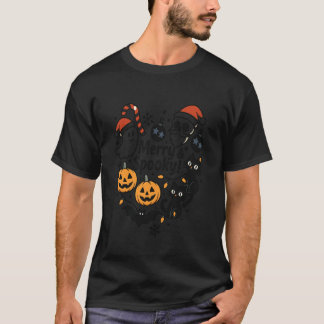 Merry Spooky Halloween Christmas Cute Cats Pumpkin T-Shirt