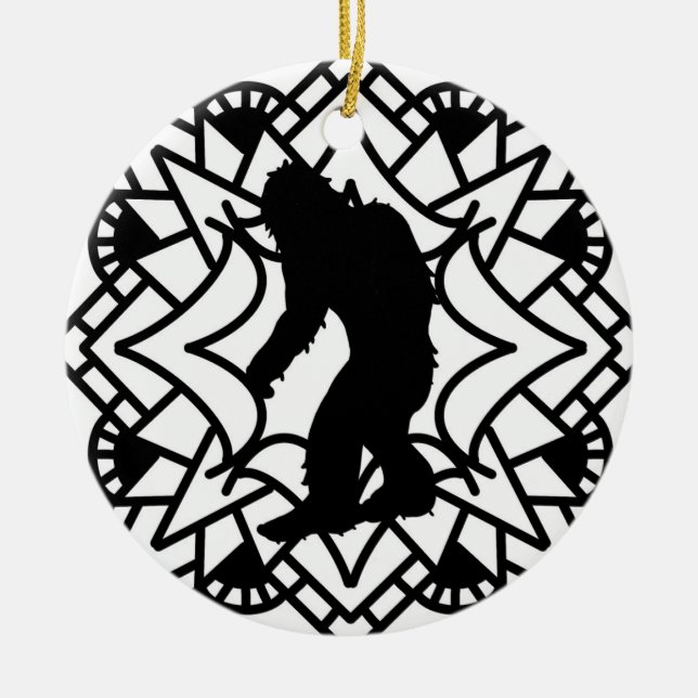 Merry Squatch-mas Bigfoot Christmas Ceramic Tree Decoration (Front)