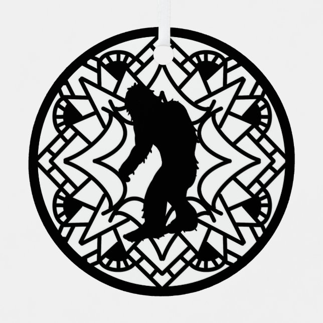 Merry Squatch-mas Bigfoot Christmas   Metal Tree Decoration (Front)