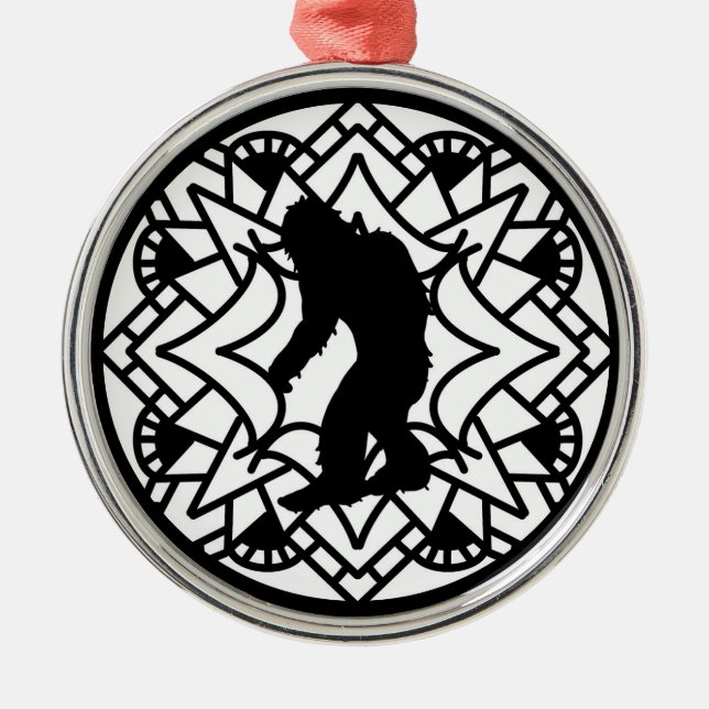 Merry Squatch-mas Bigfoot Christmas Metal Tree Decoration (Front)