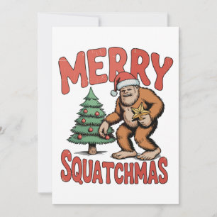 Merry Squatchmas Bigfoot Sasquatch Christmas Tree Holiday Card