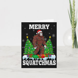 Merry Squatchmas Christmas Tree Santa Bigfoot Sasq Card