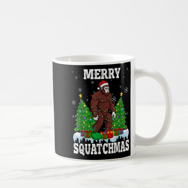 Merry Squatchmas Christmas Tree Santa Bigfoot Sasq Coffee Mug (Right)