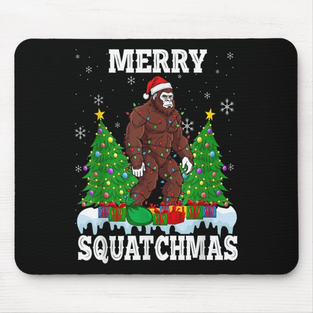 Merry Squatchmas Christmas Tree Santa Bigfoot Sasq Mouse Mat (Front)