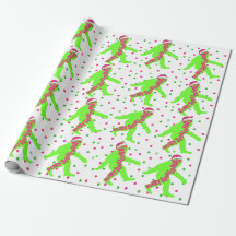 Merry Squatchmas Pink and Green Wrapping Paper