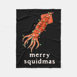 Merry Squidmas Funny Squid Christmas Joke Sea Crea Fleece Blanket