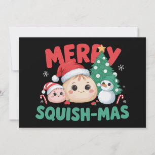 Merry Squish Mas Christmas Dumpling Snowman Tree Holiday Card