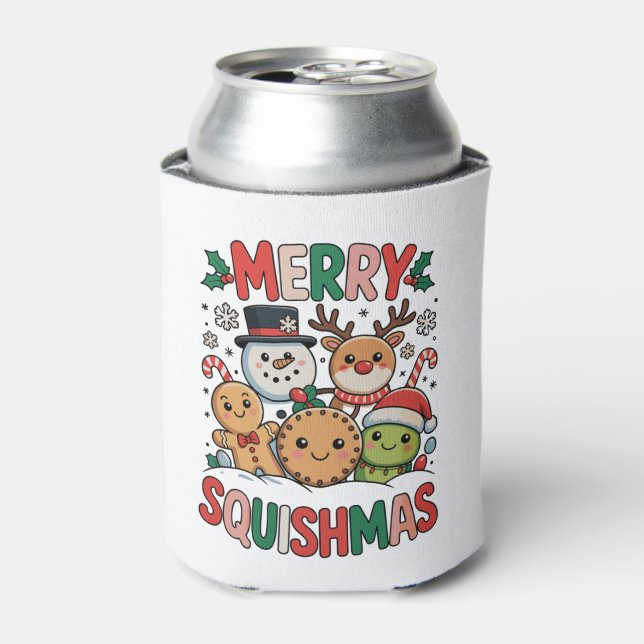 Merry Squishmas Squish Squad Christmas Xmas Can Cooler (Can Front)