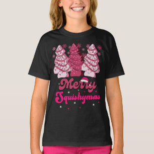 Merry Squishymas Pink Xmas Trees T-Shirt
