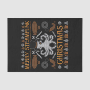 Merry Steampunk Christmas Octopus Top Hat Gears Tissue Paper